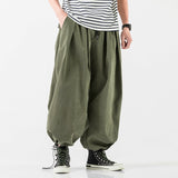 Riolio New Design Drawstring Harem Pants Men’s Baggy Jogging Pants Japanese Men Crotch Wide Leg Pants Male Casual Loose Trousers