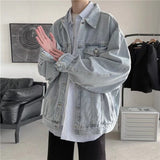 Cotton Denim Jacket Men Casual Solid Color Lapel Single Breasted Jeans Jacket Men Outwear Bomber Streetwear Windbreaker Coat