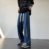 Men's Oversized Lyocell Jeans Summer Thin Wide Leg Pants Fashion Solid Color Korean Male Casual Denim Trousers