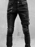 Riolio Mens Ripped Skinny Jeans Slim Fit Hole Pencil Pants Casual Biker Trousers Streetwear High Quality Denim Man Clothing