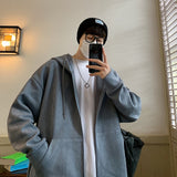 Men's Fashion Zip Up Hoodies Zipper Sweatshirt Harajuku Oversized Long Sleeve Casual New Coat Hooded Sweatshirt Jackets