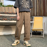 Riolio 3 Color Plaid Pants Men Fashion Retro Casual Wide Leg Pants Mens Japanese Streetwear Loose Hip Hop Straight Pants Mens Trousers