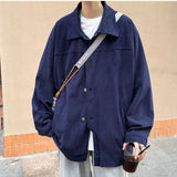 All Match Versatile Spring Autumn Fashion Men's Solid Casual T-Shirt Loose Pockets Waffle Jacket Coat Cool Boy Soft Warm