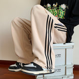 Korean Fashion Male Stripe Casual Sweatpants Streetwear Black Brown Jogger Men's Sport Jogging Pants Casual Trousers Joggers