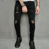 Streetwear Ripped Slim Men Pencil Jeans Pants Stylish Male Hip Hop Stretch Holes Casual Denim Trousers