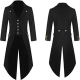 Riolio New Mens Vintage Coat Punk Gothic Retro Trench Fashion Solid Button Jacket Long Windbreaker Male Clothing Solid Chaquetas Hombre