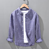 Spring New Long Sleeve Shirts for Men 100% Pure Linen Plus Size Comfortble Casual Button Up Hemp Shirt Men Fashion Clothing