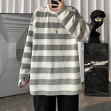 Spring Mens Stripe Tops Tees Harajuku Long Sleeve T Shirts Casual High Quality Unisex Tshirt