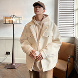 Riolio Winter Thicken Woolen Coat Men Warm Fashion Casual Thick Woolen Jacket Men Korean Loose Short Woolen Coat Mens Overcoat M-3XL