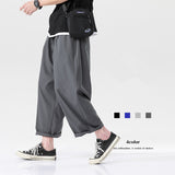 Riolio Men's Summer Thin Casual Pants Japanese Loose Ice Silk Wide Leg Pants Quick-drying Sports Pants Black Gray 3XL 4XL 5XL