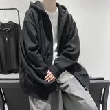 Solid Color Hoodie Men Casual Zipper Coats Korean Fashion Autumn and Winter Oversize Hoodies Mens Clothing Outerwear Jacket