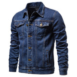 Riolio New Cotton Denim Jacket Men Casual Solid Color Lapel Single Breasted Jeans Jacket Men Autumn Slim Fit Quality Mens Jackets