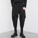 Men Harem Pants Pleated Design Neutral Cold wind Harajuku Simple Fashion Casual High Street  Irregular stereo cut Streetwear