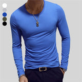 Spring Summer Period Long Sleeve Cultivate Ones Morality Men's T-shirt O-neck Solid Polyester T Shirt Men Red Blue Black