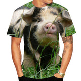 Summer Animal Pig Print Men's T-shirts Funny Piggy Polyester Cool Round Neck Short Sleeve Tees Loose Tops Oversized T Shirts 6XL
