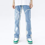 Riolio Kanye Y2K Streetwear Baggy Flare Jeans Cargo Pants Men Clothing Drawstring Sweatpants Male Denim Trousers Pantalon Homme