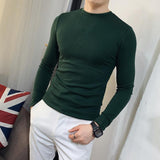 Spring Autumn Stretch O-neck Long Sleeve Solid Youth Tight Undershirt Men Clothing Long Sleeve Tees Oversized Tee Men T Shirt