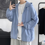 Riolio Summer Thin Jacket Men Fashion Casual Breathable Hooded Jackets Mens Streetwear Hip-hop Loose Bomber Jacket Men Large Size M-5XL