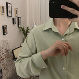 Riolio Spring New Shirt Men Blue Simple Silk Shirt Long Sleeve Solid Color Loose Casual Fashion Designer Men Dress Shirt Blouses