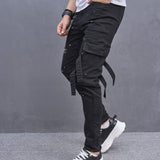 Riolio Men Stylish Ripped Multiple pockets Skinny Pencil Jeans Pants Male Hip Hop Streetwear Holes Slim Denim Trousers