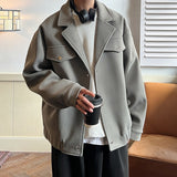 Riolio Winter Thicken Woolen Coat Men Warm Fashion Casual Thick Woolen Jacket Men Korean Loose Short Woolen Coat Mens Overcoat M-3XL