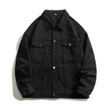 Men's Loose Casual Denim Jacket Korean Fashion Lapel Solid Color Simple Casual Black White Blue Jacket men jeans jacket