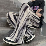 Riolio Black Tie-dye Wide-leg Pants Men's Summer Loose Straight Ice Silk Drape Casual Pants Korean Style Pleated Pants Men Y2k