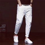 White Jeans Men Ripped Harem Denim Distressed Pants Spring Summer Male Plus Size 38 40 42 Boys Cowboy Trousers