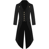 Riolio New Mens Vintage Coat Punk Gothic Retro Trench Fashion Solid Button Jacket Long Windbreaker Male Clothing Solid Chaquetas Hombre
