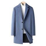 Riolio Men's Wool Blend Coats Autumn Winter New Thickened Warm  Long Coat High Quality Design Wool Blend Coats for Men