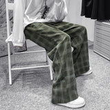 Riolio Autumn Corduroy Pants Men Fashion Retro Casual Plaid Pants Men Streetwear Hip Hop Loose Straight Trousers Male Large Size S-5XL