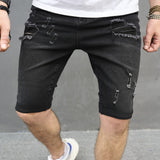 Summer Men High Street Holes Slim Denim Shorts New Men Casual Beach Jeans Shorts