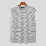 Riolio Casual Fashion Style Tops New Men Loose Design Tank Tops Streetwear All-match Stripe Shoulder Pad Sleeveless Vests S-5XL