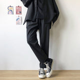 Riolio New Cargo Pants Man Korean Drape Casual All-match Elastic Solid Color Loose Straight  Black Pants Men Streetwear Trousers