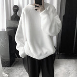 Riolio Oversize Sweatshirt Solid Color Lamb Hair O-Neck Long Sleeve Men's Sweatshirt Korean Fashion Loose Hoodies Streetwear Harajuku