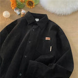 Riolio Corduroy Long Sleeve Polo Shirts for Men Fashion Retro Autumn and Winter New Loose Harajuku Casual Shirt Coat Men Clothing