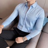 Riolio 10Color High Quality Solid Dress Shirt Men Simple Long Sleeve Slim Fit Business Shirts Homme Social Casual Shirt Plus Size 5XL-M