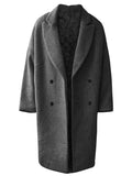 Riolio Autumn Winter Loose Casual Grey Black Soft Warm Woolen Cocoon Coat Men Lapel Double Breasted Korean Fashion