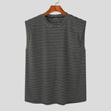 Riolio Casual Fashion Style Tops New Men Loose Design Tank Tops Streetwear All-match Stripe Shoulder Pad Sleeveless Vests S-5XL