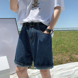 Riolio Summer Blue Denim Shorts Men Fashion Casual Straight Denim Shorts Men Streetwear Loose Hip Hop Retro Jeans Shorts M-2XL