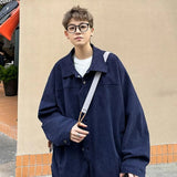 All Match Versatile Spring Autumn Fashion Men's Solid Casual T-Shirt Loose Pockets Waffle Jacket Coat Cool Boy Soft Warm