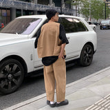 Riolio Casual Pants Set V-neck Sleeveless Solid Loose Chic Vests Tops Wide Leg Trousers Vintage Korean Style Two Piece Sets