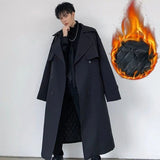 Riolio Fashion Casual Overcoat Men's Autumn Winter Cotton Warm Windbreaker Long Handsome Student Loose Coat Top Trench Men Clothes