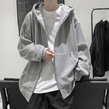 Solid Color Hoodie Men Casual Zipper Coats Korean Fashion Autumn and Winter Oversize Hoodies Mens Clothing Outerwear Jacket