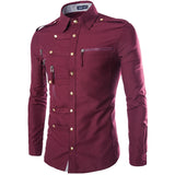 Riolio Large Size Recommended Slim Long Sleeve Shirt Men's Shirt Complex Multi Button Shirt