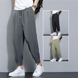 Riolio Summer Ice Silk Thin Soft Casual Men‘s Daily Baggy Pants Sports Straight Joggers Fashion Streetwear Trousers Men Clothing