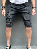 New Men Summer Denim Shorts Streetwear Stylish Men Holes Slim Casual Beach Shorts