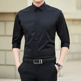 Korean Style Handsome Casual 3/4 Sleeve Buttoned Men's Shirt