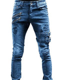 Riolio Mens Ripped Skinny Jeans Slim Fit Hole Pencil Pants Casual Biker Trousers Streetwear High Quality Denim Man Clothing