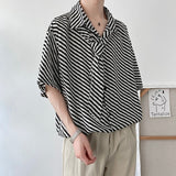 Riolio New Hawaiian Shirts for Men with Tie Short Sleeve Retro Houndstooth Loose Casual  Summer Korean Fashion Niche Mens Shirts